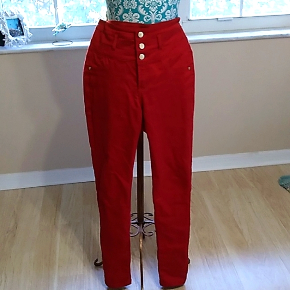Red super skinny stretchy pants size 8 by Refuge